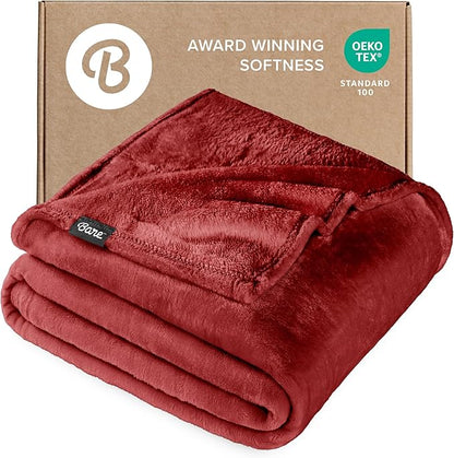 Bare Home Fleece Blanket - Full/Queen - Ultra-Soft Lightweight for Bed, Sofa, and Couch - Luxury Microplush - Cozy Warm Blanket (Full/Queen, Rosewood)