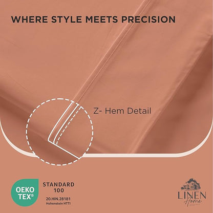 Linen Home 100% Cotton Percale Pillowcases King Size, Tera Clay, 2 Pieces of Pillow Case, Crisp and Cool Strong Bed Linen, 20 inches X 40 inches