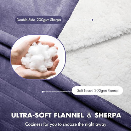 Electric Blanket Full 72"x84" - Fluffy Ultra Soft Flannel Heated Blanket Full Size with 6 Heating Levels & 10 Hours Adjustable Timer, Fast Heating & Heated Lap Blanket for Office(Purple)