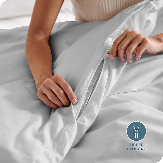 Bare Home Bedding Duvet Cover Extra Long Size - Premium 1800 Super Soft Collection - Lightweight, Cooling - Soft Breathable Bedding Duvet Cover (Twin/Twin XL, Cloud Grey)