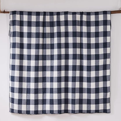 Levtex Home - Camden Quilt Set -Twin/Twin XL Quilt (68 x 86 in.) + One Standard Pillow Sham (26 x 20 in.) - Buffalo Check in Navy and Cream - Reversible Pattern - Cotton