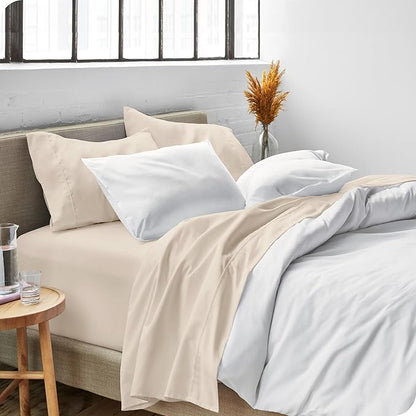 Bare Home Full XL Sheet Set - 1800 Ultra-Soft Microfiber Full Extra Long Bed Sheets - Double Brushed - Deep Pockets - Easy Fit - 4 Piece Set - Bedding Sheets & Pillowcases (Full XL, Sand)