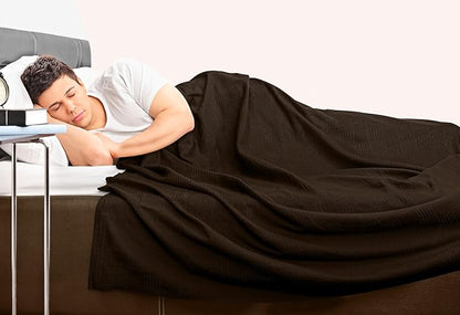 Utopia Bedding Brown 100% Cotton Blanket [Twin Size - 90x72 Inch] 350GSM Lightweight, Soft and Breathable Thermal Blanket for All Seasons