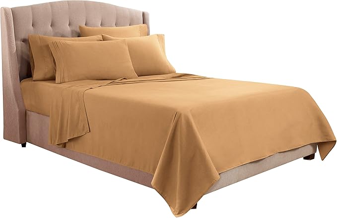 Clara Clark Twin Sheets, 5 Piece Set - Hotel Luxury Sheets for Twin Size Bed, Super Soft Bedding Set, Twin Size, Mocha Light Brown