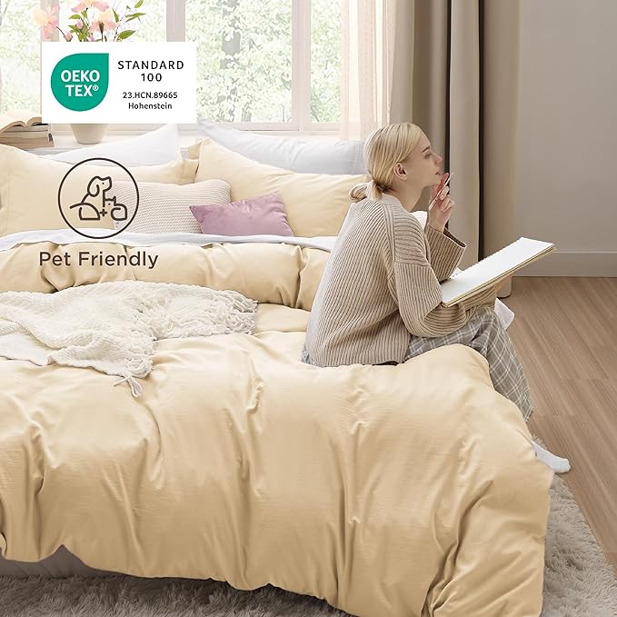 Bedsure Alabaster Gleam Duvet Cover Full Size - 3 Pieces Prewashed Extra Soft Bedding Set, Includes 1 Duvet Cover 80x90 Inches with Zipper Closure & 2 Pillow Shams, Comforter Not Included