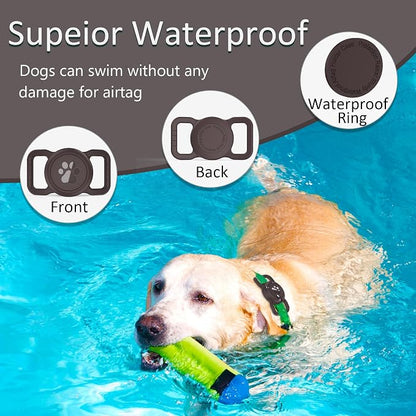 SANKALA Waterproof Airtag Dog Collar Holder, Coffee, 1 Pack | urable Silicone Full Body Covered, Anti-Lost Protective, Fits All Width Collars, for Airtag 1st and 2nd Gen