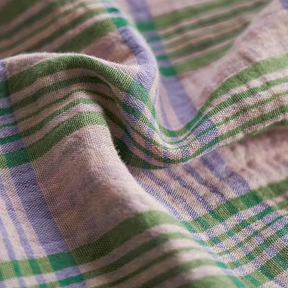 EAVD Vintage Style Pastel Pink Plaid Duvet Cover Set King Soft 100% Cotton Muslin Retro Green&Purple Grid Plaid Bedding Set with 2 Pillowcases Aesthetic Gingham Duvet Cover with Zipper Closure