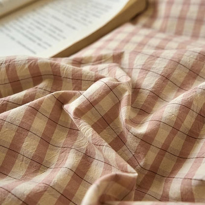 Gingham Duvet Cover Twin XL Blush Pink Washed Cotton Comforter Cover Twin XL Cute Plaid Checkered Zipper Duvet Cover Set with 2 Pillow Cases Boho Girls Bedding Set Vintage Duvet Protector