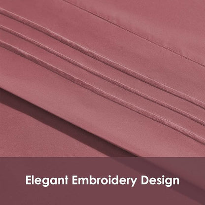 ClevaHome Sheet Set Queen Size, 4-Piece Bedding, Lightweight & Super Soft Easy Care Microfiber– Shrinkage & Fade Resistant Bedding Set with 14'' Deep Pockets (Dusty Rose)