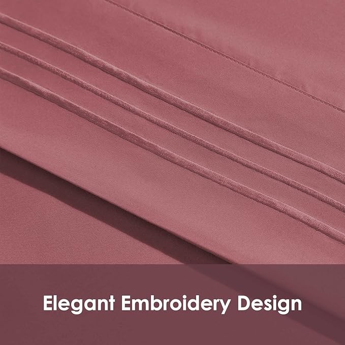 ClevaHome Sheet Set Twin Size, 3-Piece Bedding, Lightweight & Super Soft Easy Care Microfiber– Shrinkage & Fade Resistant Bedding Set with 14'' Deep Pockets (Dusty Rose)