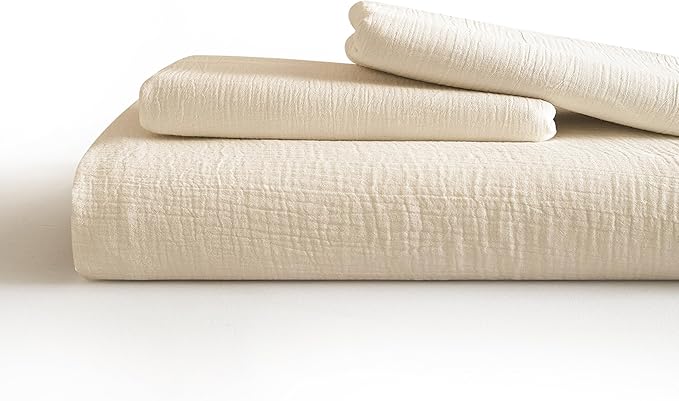 SE SOFTEXLY Muslin Duvet Cover Oversized King Size, 100% Washed Cotton Duvet Cover Set, Ultra Soft Comforter Cover Linen Like, 3 Pieces Gauze Duvet Cover with 2 Pillowcases, 98"x120", Off-White