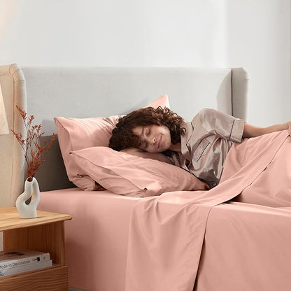 Nestl Full XL Sheet Set - Luxury 1800 Ultra-Soft Microfiber Full Extra Long Bed Sheets - Double Brushed - Deep Pockets - Easy Fit - 4 Piece Set - Bedding Sheets & Pillowcases (Full XL, Peach)