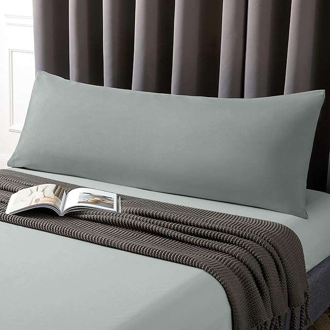 MILVOWOC 2Pcs Brushed Microfiber Body Pillowcases - 20 x 60 Inch, Dark Grey Pillow Case Set Non Slip Envelope Pillow Cover with Moisture Absorption and Anti-Wrinkle