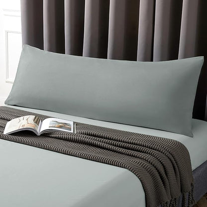 MILVOWOC 2Pcs Brushed Microfiber Body Pillowcases - 20 x 48 Inch, Dark Grey Pillow Case Set Non Slip Envelope Pillow Cover with Moisture Absorption and Anti-Wrinkle