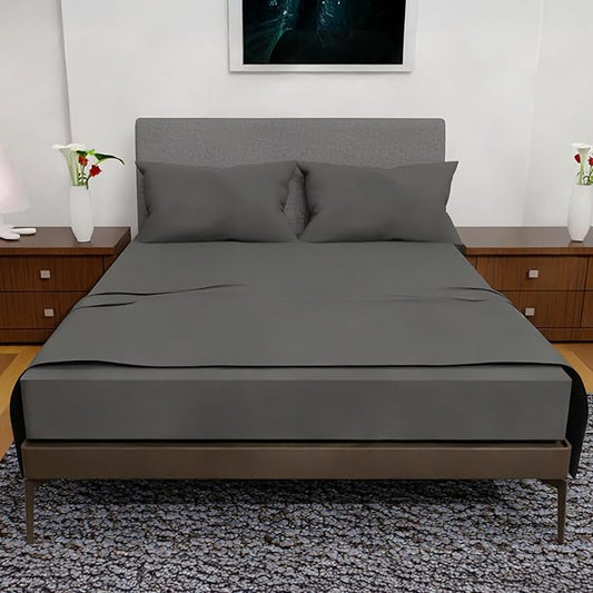 Royal Bliss King Size Sheets Set - 4 Piece Bedding - Wrinkle Free - Double Brushed, Deep Pocket Set, Cooling Sheets (Dark Grey, King)