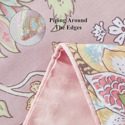 WINLIFE 100% Cotton Pillow Cases Set of 2 Blush Pink Floral Printed Pillowcase Envelope Closure Pillow Cover, Soft & Breathable (Standard, 20'' x 26'')