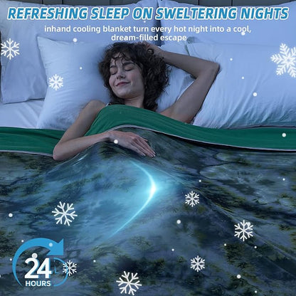 inhand Cooling Throw Blanket (50"x60"), Cooling Blankets for Hot Sleepers, Absorbs Heat to Keep Adults Cool for Summer Nights Sweats, Thin Cold Lightweight Blanket for Couch Bed, All Season Use