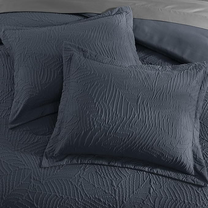 Geniospin Twin Comforter Set - 5 Pieces Blue Gray Textured Bed in Bag, Twin Bedding Sets with Comforter, Sheets, Pillowcases & Shams, All Season Blue Gray Bedding