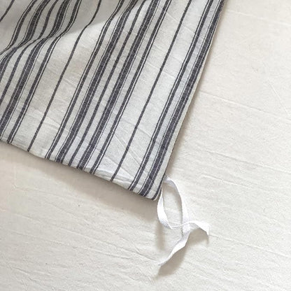 Striped Duvet Cover Full Off White Washed Cotton Comforter Cover Full Size Farmhouse Boho Soft Zipper Duvet Cover Set with 2 Pillowcases Grey Vertical Stripe Bedding Set Pattern Duvet Protector