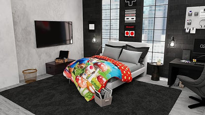The Super Mario Bros. Movie Kids Bedding Super Soft Microfiber Reversible Comforter, Twin/Full Size 72" x 86", (100% Official Licensed Product) by Franco