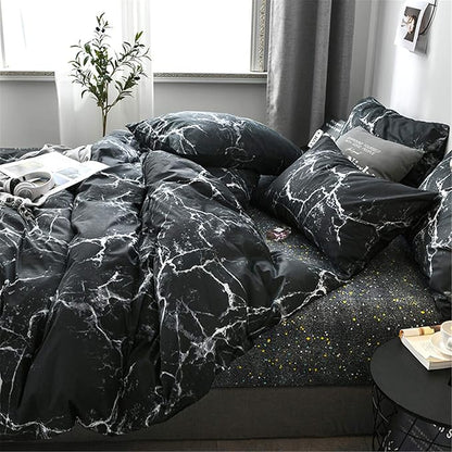 Cottonight Black Marble Comforter Set King Black and White Bedding Comforter Sets Modern Abstract Gothic Blanket Quilts Breathable Soft Bedding Comforter Set for Women Men Adults Teens King Bed