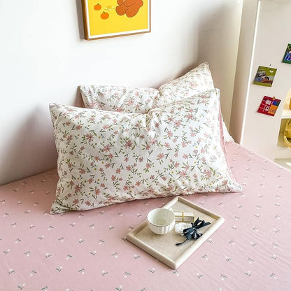 HighBuy 3 Piece Teen Comforter Set Full Size All Season Pink Floral Farmhouse Bedding Comforter Full with 2 Pillowcases,Washable Cozy Comforter for Girls,Fluffy Comfy Bedding Sets