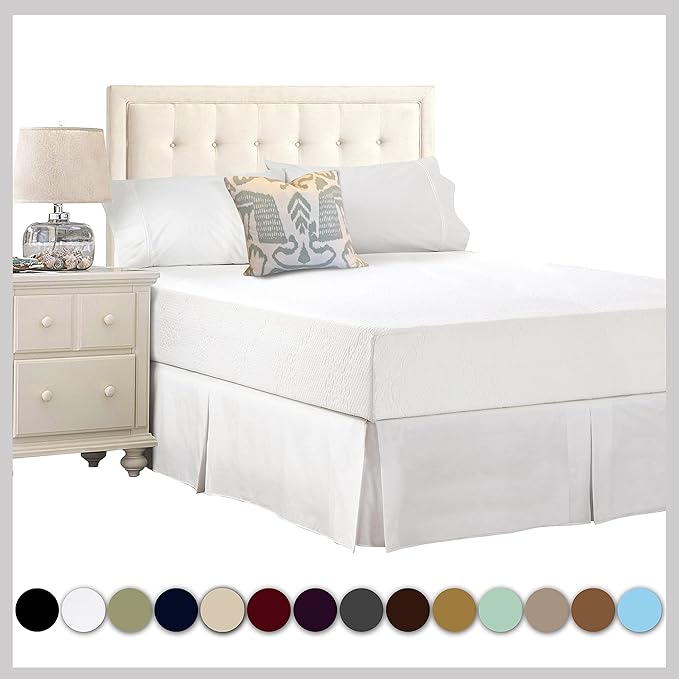 Cathay Home Double Brushed Microfiber Pleated Easy Fit Bed Skirt, Ultra Soft, Fade and Wrinkle Resistant - Cream, California King