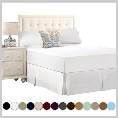 Cathay Home Double Brushed Microfiber Pleated Easy Fit Bed Skirt, Ultra Soft, Fade and Wrinkle Resistant - Cream, California King