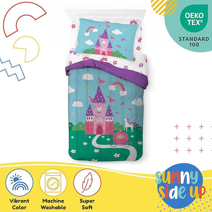 Sunny Side Up Magic Castle Twin Comforter Set - 5 Piece Kids Bedding Includes Comforter, Sheets & Pillow Cover - Super Soft Microfiber Bed Set