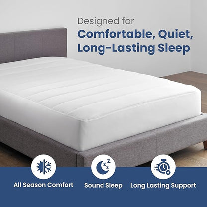Martex Quilted Mattress Pad, Soft Breathable Polyester-Cotton Blend Fabric, Premium Polyester Fill Mattress Topper Pad, Deep Pocket Elastic Fit up to 18”, All-Season Comfort, Machine Washable, Full