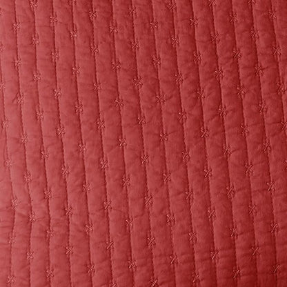 Levtex Home Cross Stitch Reversible King/Cal King Quilt Set (106x92in) with 2 Pillow Shams (36x20in) - Stitch Texture - Chile Red - Cotton King Size Quilt Bedding Set - Lightweight, Soft, Pre-Washed