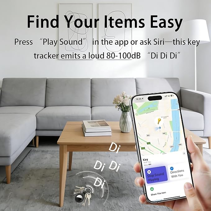 4 Pack Apple MFi Certified Tracker Tags Works with Apple Find My (iOS Only) | Bluetooth Item Finder Replaceable Battery Waterproof Smart Tag for Keys Wallet Pets Backpack Luggage Bags Worldwide Tracking