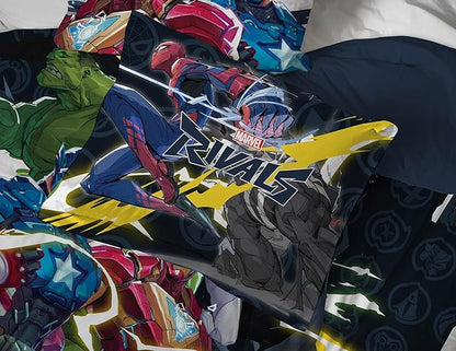 Jay Franco Kids Comforter Set Includes Sheets and Pillow Covers - Soft and Cozy Bed Set for Stylish Room Decor, Official Licensed Bedding, Multi - Marvel Rivals, 5 Piece Twin