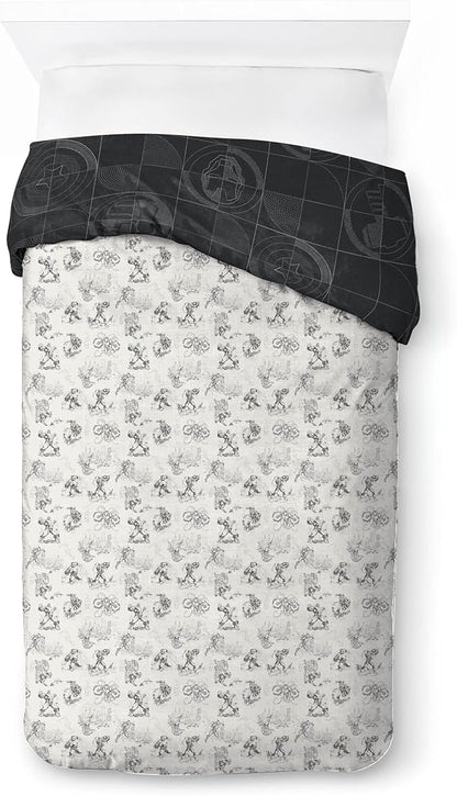 Jay Franco Kids Duvet Cover Set with Sham & Pillowcase – Ultra-Soft Bedding for Room Decor, Cover ONLY Comforter NOT Included, Black - Marvel Comics, 2 Piece Twin