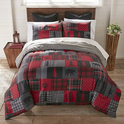 Donna Sharp King Comforter Set - 3 Piece Set - Red Forest - King Comforter and Two King Pillow Shams - Machine Washable - Perfect for Rustic Décor