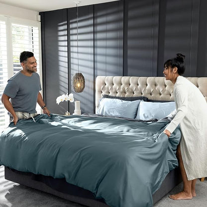Olive + Crate Tencel Lyocell Eucalyptus Sheets King Size - Cooling Tencel Sheets for Hot Sleepers with 18 Inch Deep Pocket Fit - Moss 4-Piece Set