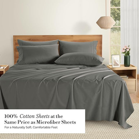 Casa Platino King Sized Sheets – 6 Piece King Size Sheets Set, Ultra Soft & Breathable, With 15 Inch Deep Pocket Fitted Sheet, Cozy Cooling Sheets, Perfect for Daily Use & Machine Washable – Dark Grey