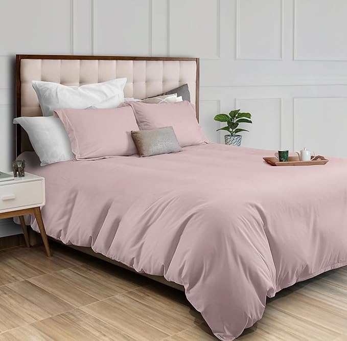 White Classic Pink Duvet Cover Queen Size, Microfiber Duvet Cover with Zipper, Set of 1 Down Comforter Cover with 2 Pillow Shams, Luxury Comforter Cover Queen Size | Comforter Not Included