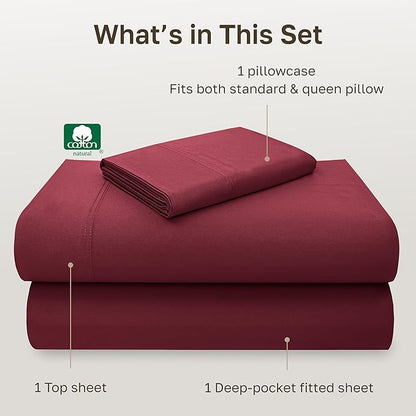 California Design Den 100% Cotton Sheets Twin XL Size Set - Luxury 600 Thread Count, Sateen, Deep Pocket Twin XL Sheets Set, Soft Bed Sheet Set - Brick Red