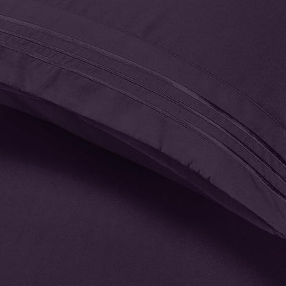 Elegant Comfort Luxury Ultra-Soft 2-Piece Pillowcase Set - 1500 Premium Hotel Quality Microfiber Double Brushed - Wrinkle Resistant, King Size, Purple