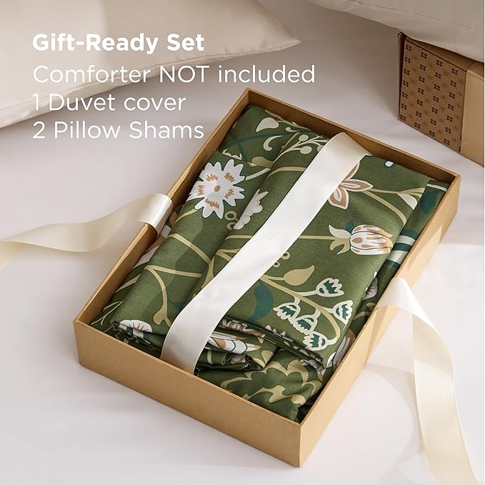 Bedsure Duvet Cover King Size - Vintage Botanicals Duvet Cover Set with Zipper Closure, 3 Pieces Boa Bedding Set with 8 Corner Ties and 2 Pillow Shams 20"x36"