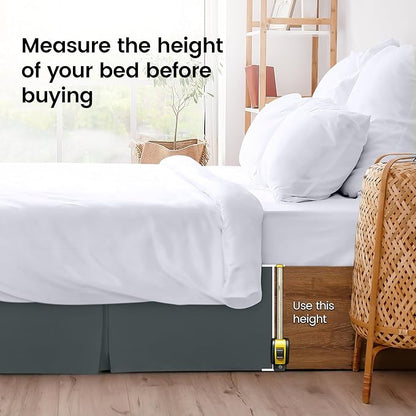 Utopia Bedding King Bed Skirt - Soft Quadruple Pleated - Easy Fit with 16 Inch Tailored Drop - Hotel Quality, Shrinkage and Fade Resistant (King, Grey)