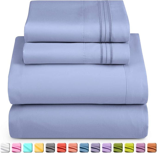 Nestl Full Sheet Set - Luxury 1800 Ultra-Soft Microfiber Full Bed Sheets - Double Brushed - Deep Pockets - Easy Fit - 4 Piece Set - Bedding Sheets & Pillowcases (Full, Stone Blue)