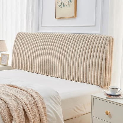 4.7" Upholstered Modern Headboard for Queen Size Bed, Height Adjustable and Ergonomic Headboard, Easy Assemble, Sturdy and Durable, Faux Rabbit Fur, Light Camel