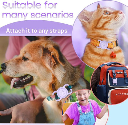 SANKALA Airtag Dog Collar Holder, Purple, 1 Pack | Silicone Full Body Covered, Anti-Lost Protective, Fits All Width Collars, for Apple AirTag(Gen 1 & 2), Signal Friendly