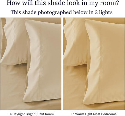 California Design Den Luxuriously Soft Premium 600 Thread Count, 100% Cotton, Crisp King Pillowcases Set of 2, Fits King Size Pillows (Golden Tan)