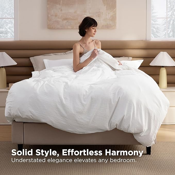 Bedsure Removable Cover with Comforter Duvet Insert California King - 4 Pieces White Prewashed Soft Bedding Set for All Seasons Use, Includes 1 Duvet Cover, 1 Comforter, 2 Pillow Shams