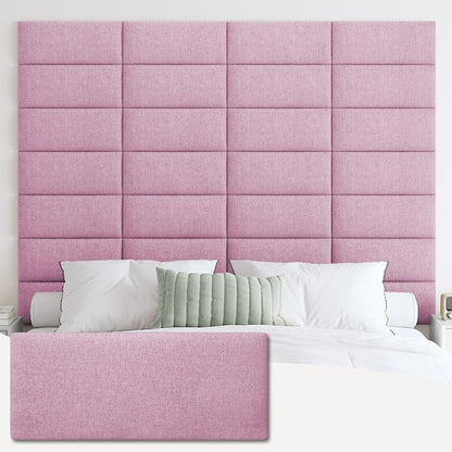 IFNOW Wall Mounted Headboard, Peel and Stick Panels, Light Pink, Queen | 3D Soundproof Acoustic Padding, Reusable and Removable Tufted fabric Bed Headboard for bedroom (9 Panels, 10" x 24")