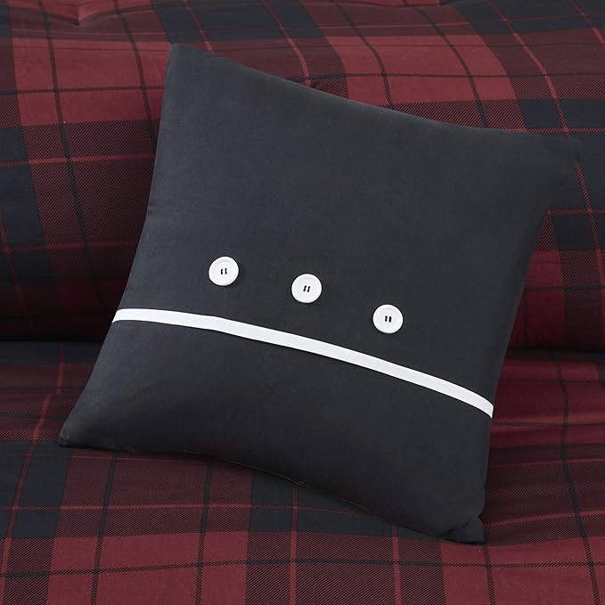 Madison Park Essentials Cozy Bed in A Bag - Reversible Comforter with Complete Sheet Set, Casual Plaid Cabin Design, All Season Cover, Decorative Pillow, Everest Plaid Red Twin(68"x86") 6 Piece