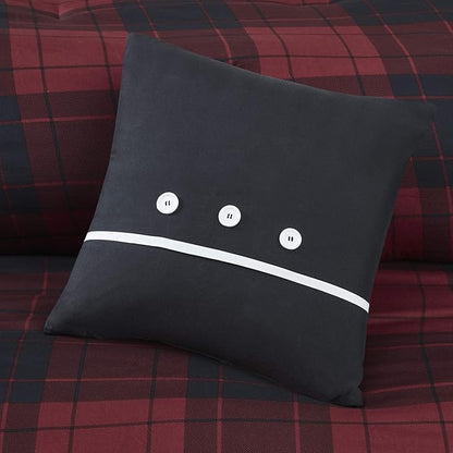 Madison Park Essentials Cozy Bed in A Bag - Reversible Comforter with Complete Sheet Set, Casual Plaid Cabin Design, All Season Cover, Decorative Pillow, Everest Plaid Red Twin(68"x86") 6 Piece